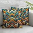 thumbnail image 3 of Colorful Triangle Throw Pillow Cover Terry Embroidery Accent Pillow Case Square Cushion Decorative Geometric Pillowcase for Bed Living Room Bedroom Decor Beige Yellow Blue, 3 of 5