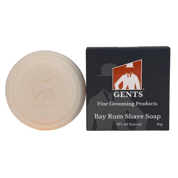 GENTS 97% All Natural Shave Soap - Creates a Rich Lather Foam for Ultimate Wet Shaving Experience (Bay Rum)