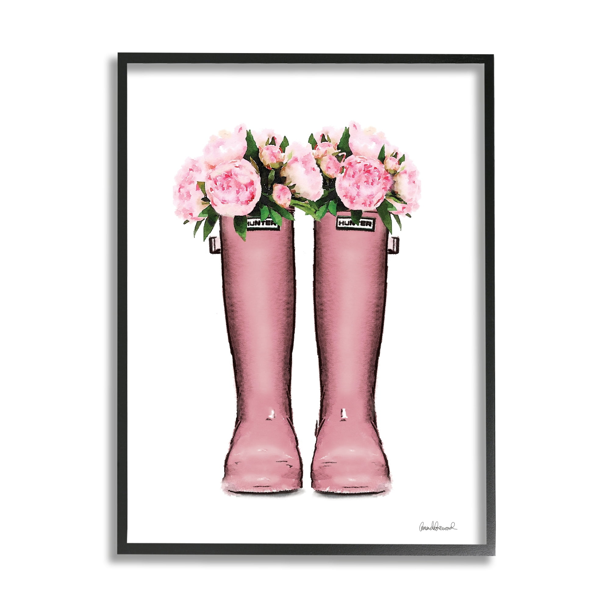 Stupell Industries Pink Peonies Bouquet Fashion Rainboots Chic Glam Florals, 24 x 30, Design by Amanda Greenwood