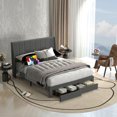 thumbnail image 6 of Homy Casa Queen Storage Platform Bed with USB Charging Station Upholstered Channel Tufting, Grey, 6 of 10