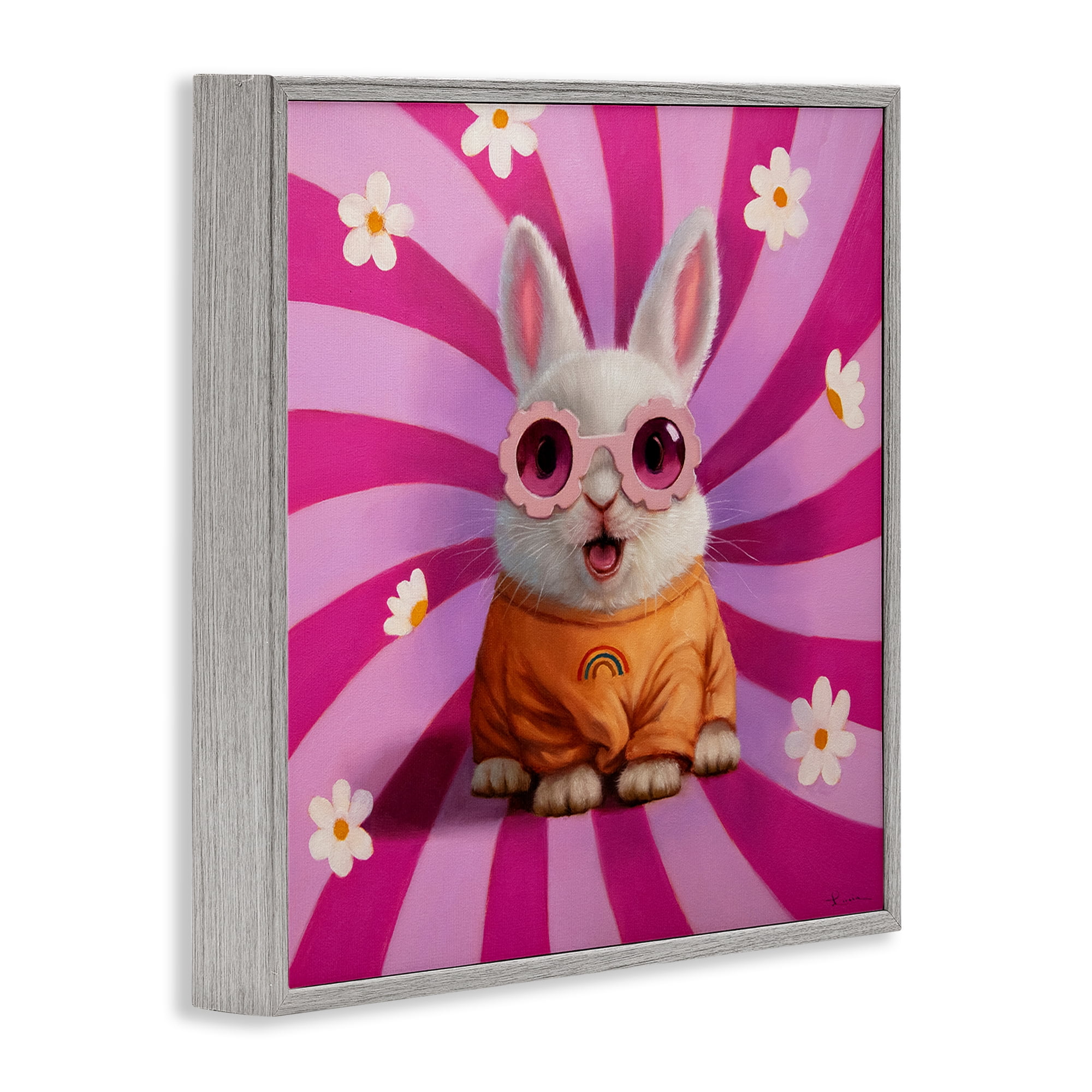 Stupell Industries Good Vibes Only Rabbit Gray Framed Giclee Art, design by Lucia Heffernan