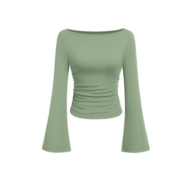 Remera PRETTYGARDEN 2025 Manga Larga Crop con Mangas Campana XL