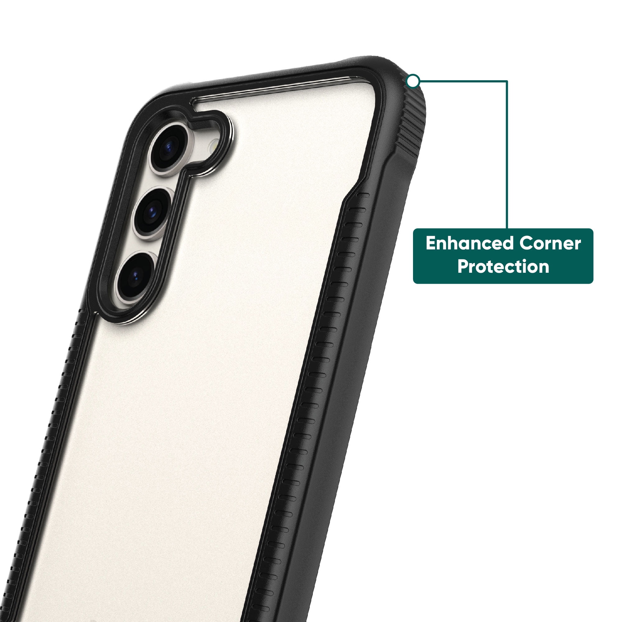 onn Dual-Layer Phone Case for Samsung Galaxy S23+ 5G, Black/Clear