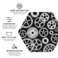 thumbnail image 3 of Lsque Metallic Gears Pattern 4" Drink Coasters Set of 4, PVC Leather Absorbent Coasters, Table Coaster Set Decorative Coffee Cup Coasters Housewarming Gift -Hexagon, 3 of 6