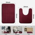 thumbnail image 3 of PiccoCasa Memory Foam Bath Rug Set for Bathroom, 2 Piece Set Includes Bath Rug 32"x 20",  U-Shaped Toilet Floor Mat 24"x 20", Burgundy, 3 of 8