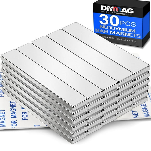 Imanes de barra DIYMAG Rare Earth de neodimio con adhesivo, paquete de 30