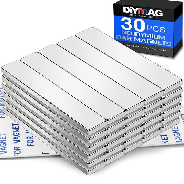 Imanes de barra DIYMAG Rare Earth de neodimio con adhesivo, paquete de 30