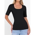 thumbnail image 5 of ANRABESS Womens Scoop Neck Tops Half Sleeve Ribbed Knit Slim Fitted T Shirts Summer Casual Basic Tee Going Out Shirts, 5 of 10
