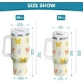 thumbnail image 3 of 30 oz Tumbler with Handle Lid and Straw Insulated Water Tumbler Stainless Steel Water Cup Mug Bottle Reusable Cup Holder Friendly Butterfly and Leaves, 3 of 6