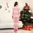 thumbnail image 4 of Yuaguia Family Matching Christmas Pajamas, Nordic Reindeer Snowflake Fair Isle Print Long Sleeve Top and Red White Holiday Pattern Lounge Pants Sleepwear Set, Women 2XL, 4 of 5