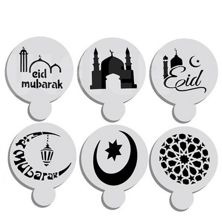 

Yrtoes Halloween Pancake Molds Silicone Pancake Mold 6pcs Ramadan Mubarak festival marking Cake Top Stencil Decorating Star Mold Moon