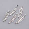 thumbnail image 3 of 5 pc Tibetan Style Alloy Charms Lead Free & Cadmium Free & Nickel Free Feather Antique Silver 42x10x2mm Hole: 2mm, 3 of 3