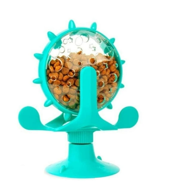 Juguetes para gatos de interior, juguete interactivo para gatos, dispensador de comida para gatos, juguete giratorio con forma de molino de viento, regalo para gatos (azul)
