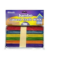 3 Pk, BAZIC Jumbo Colored Craft Stick, Assorted, 50 Per Pack - (150 Total)