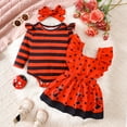 thumbnail image 2 of CPNG Newborn Baby Girls Suspender Skirt Outfit Long Sleeve Striped Romper and Polka Dot Suspender Skirt with Headband 3 Piece Set, 2 of 9