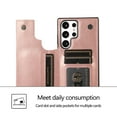 thumbnail image 3 of For Samsung Galaxy S23 Ultra Wallet Case with Card Holder, Premium PU Leather Kickstand Credit Card Slots Case,[RFID Blocking] Double Magnetic Clasp Back Flip Durable Shockproof Cover, Rosegold, 3 of 16