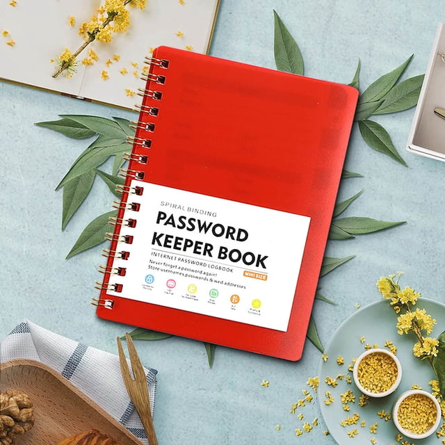 Mini Size A6 Password Notebook with Loose Leaf Design, Spiral Bound with Alphabetical Tabs, Premium Thickened Skin-Feel Cover for Students, Home and Office Use, Wood Pulp Paper, 10.8x14.5cm