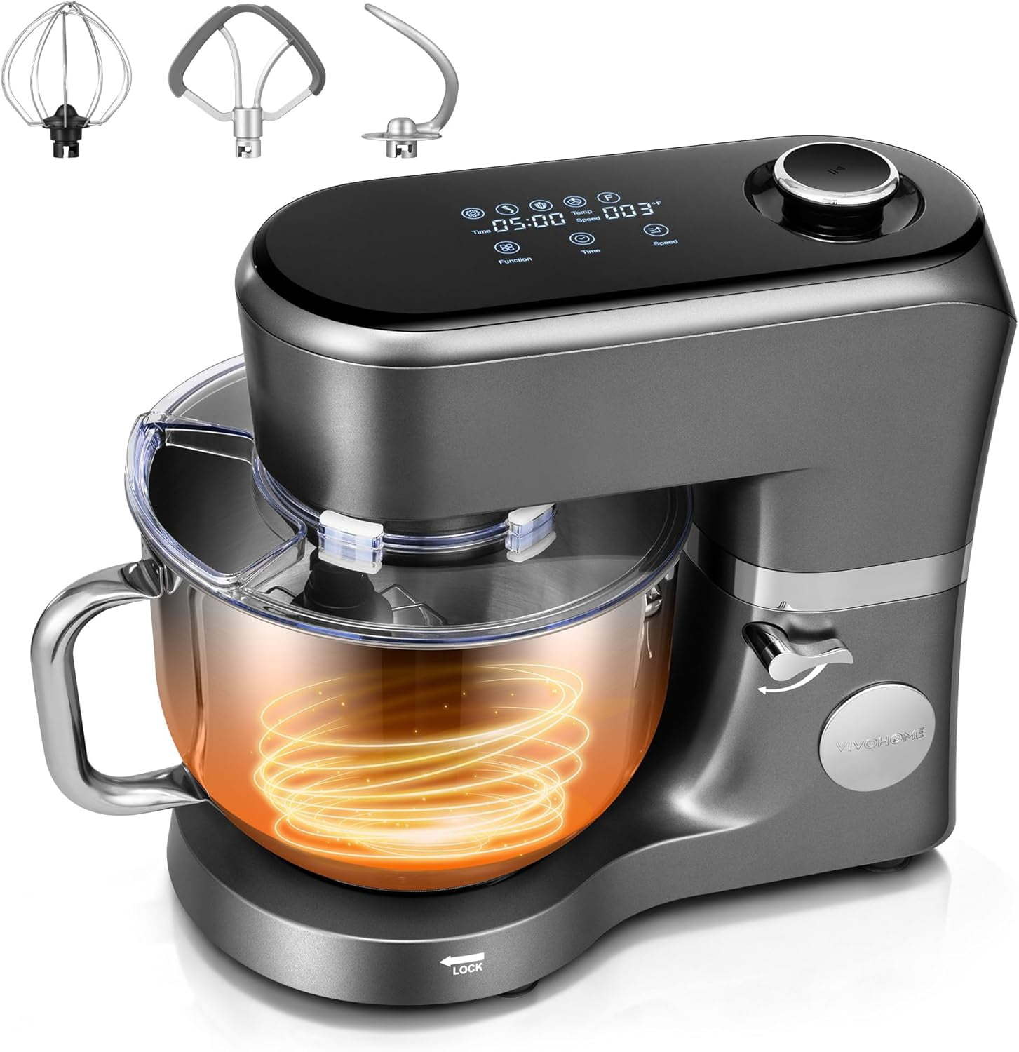 SPECSTAR Stand Mixer with Fermentation, One-Touch Presets Electric Dough Mixer with 6 Qt Bowl, Kitchen Standing Mixer for Baking, Cake with Flex Edge Beater, Bread Hook, Whisk, Gray