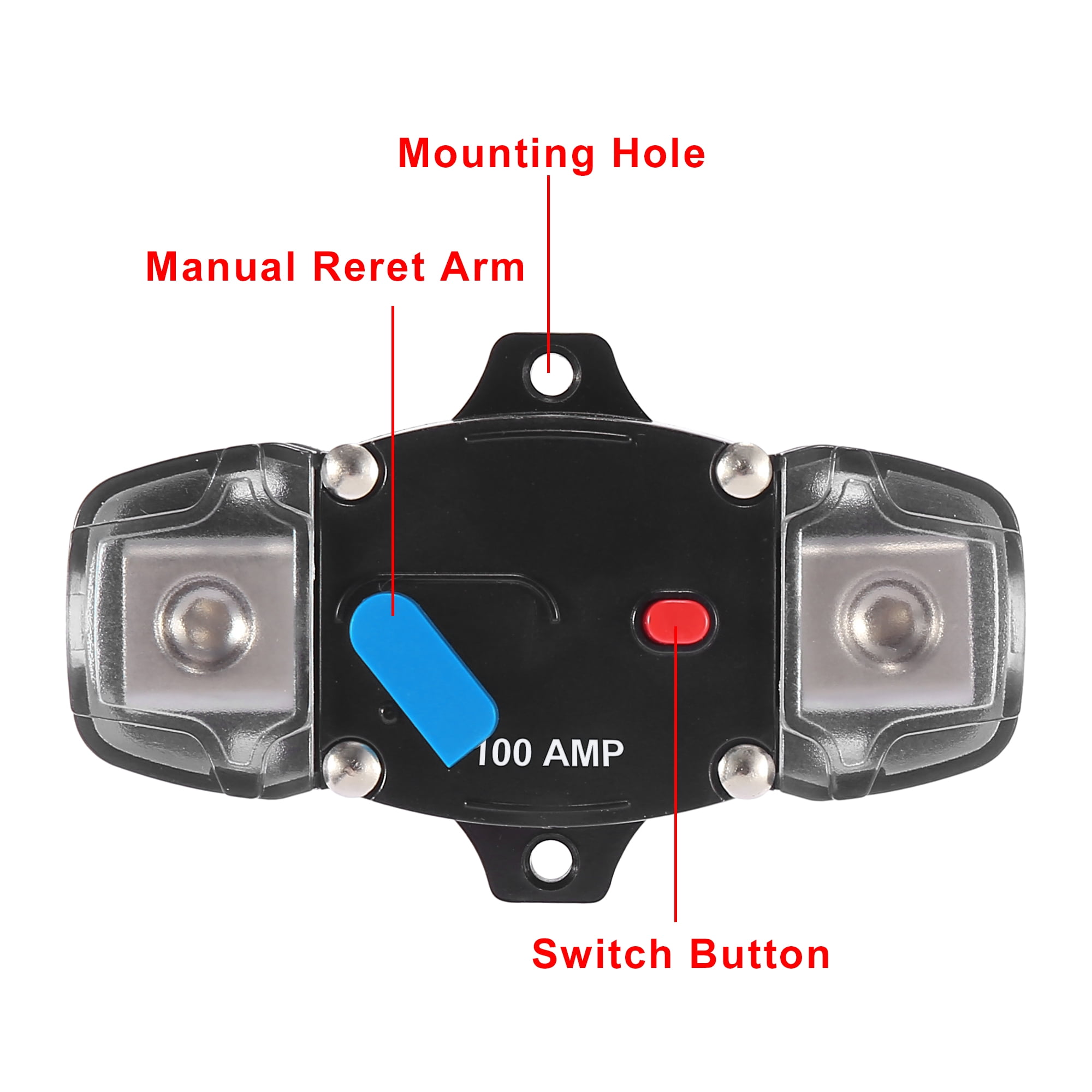 DC 12-24V 100 Amp Circuit Breaker Audio Inline Fuse Holder Protector with Waterproof Cover for Car Truck Boat RV