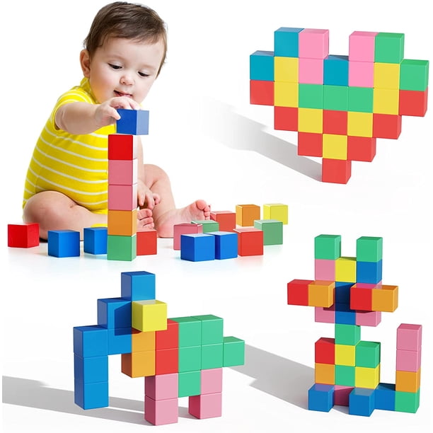 50 bloques, juguetes para niños y niñas de 1 2 3 4 5 años, juguetes para niños de 1 a 3 años, juguetes para niños de 2 a 4 años, juguetes sensoriales apilados para niños de 1 año y más TUNC Sencillez