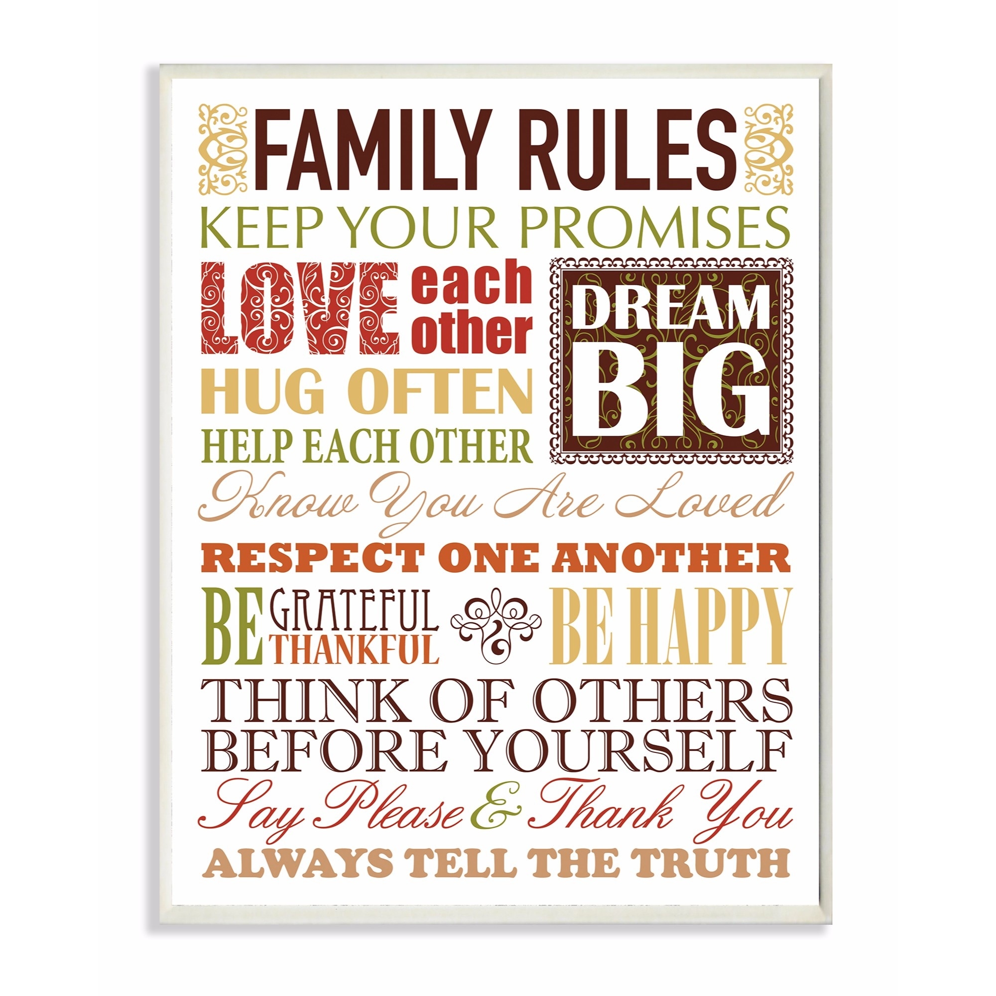 The Stupell Home Decor Collection Family Rules Oversized Wall Plaque Art
