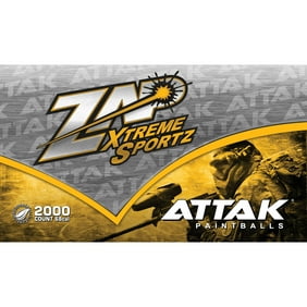 Zap Attak 2000ct 68cal Paintballs with Green Shell, Yellow Fill