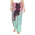 thumbnail image 1 of Fotbe Cats On Broomstick Pantalones de Pijama para Mujer, Pantalones de Dormir, Pantalones Pj con Cordón y Bolsillos-Medium, 1 of 6