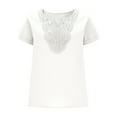 thumbnail image 6 of purcolt Women's Summer T-Shirts Short Sleeve V-Neck Solid Color Embroidery Tops Casual Loose Fit Boho Blouses, 6 of 9