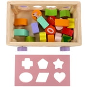 1 Set 18-hole Intelligence Car Toys Wooden Shape Matching Animal Toy (Pink)
