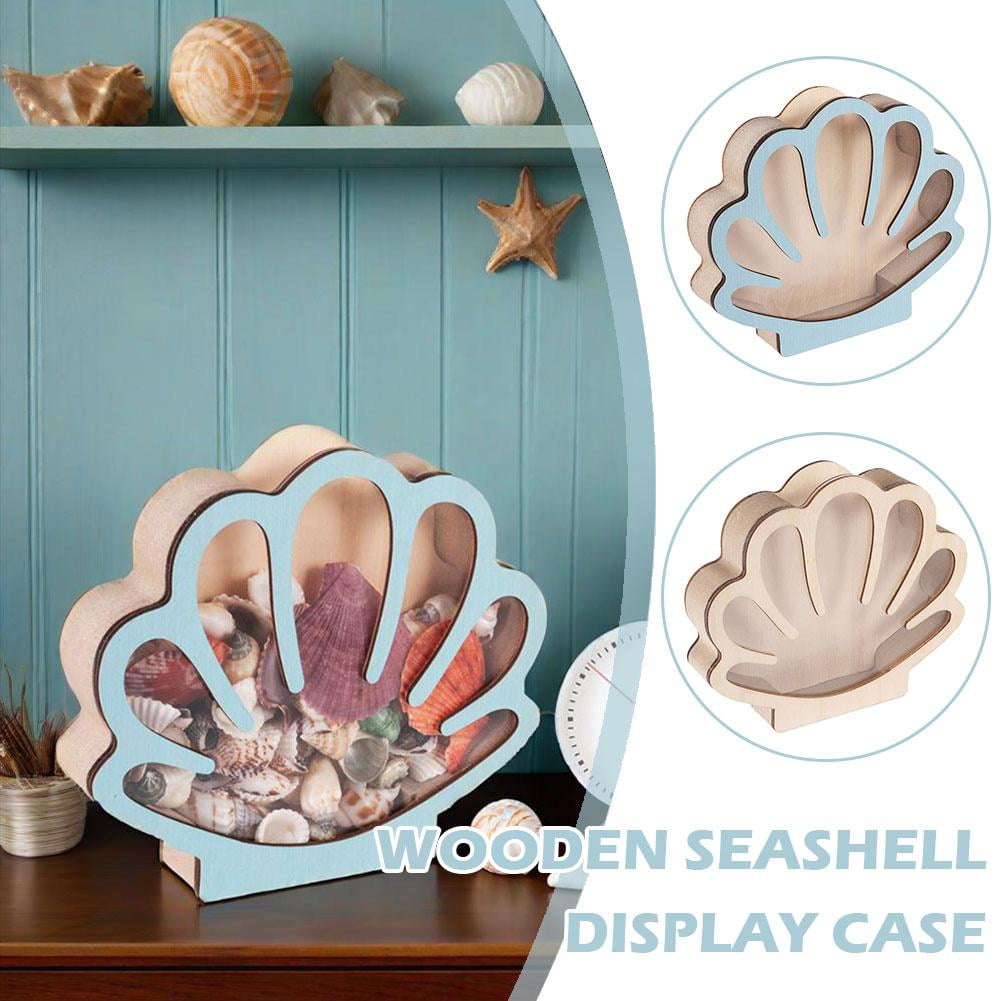 CZHYINB Boîte De Présentation En Coquillages, Support En Bois Avec Panneau En Acrylique, Boîte De Rangement Pour Coquillages, Verre De Mer, Petite étoile De Mer, Requin, Coquillages, Boîte De