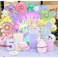 thumbnail image 4 of Rainbow Backdrop for Happy Birthday 7X5FT Macaron Pastel Colorful Birthday Photography Background Tie Dye Theme Party Supplies Children Women Girls Sweet 16th Birthday Cake Table Decoration Banner, 4 of 10