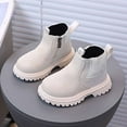 thumbnail image 4 of Autumn Leather Combat Pull On Boots （Toddler/Little Kids） Children Winter Ankle Boots,Color:Beige,Size:5-5.5 Years, 4 of 7