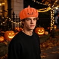 thumbnail image 5 of CINVREST Halloween Party Hat Creative Pumpkin Beret-Hat Cute Embroidery Fashion Knitted Hats Fall Winter Party Headwear (Free Size, Orange), 5 of 7