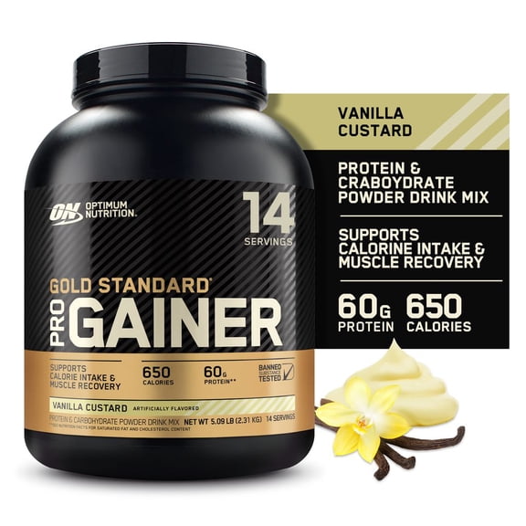 Optimum Nutrition, Pro Gainer Protein Powder, 60g Protein, Vanilla Custard, 5.09 lb
