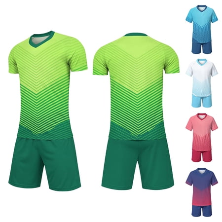 SROBPTY Teen Boys Set Print Crew Neck Short Sleeve Tops and Soft Sporty Short Pants with Pockets for 4-14Y