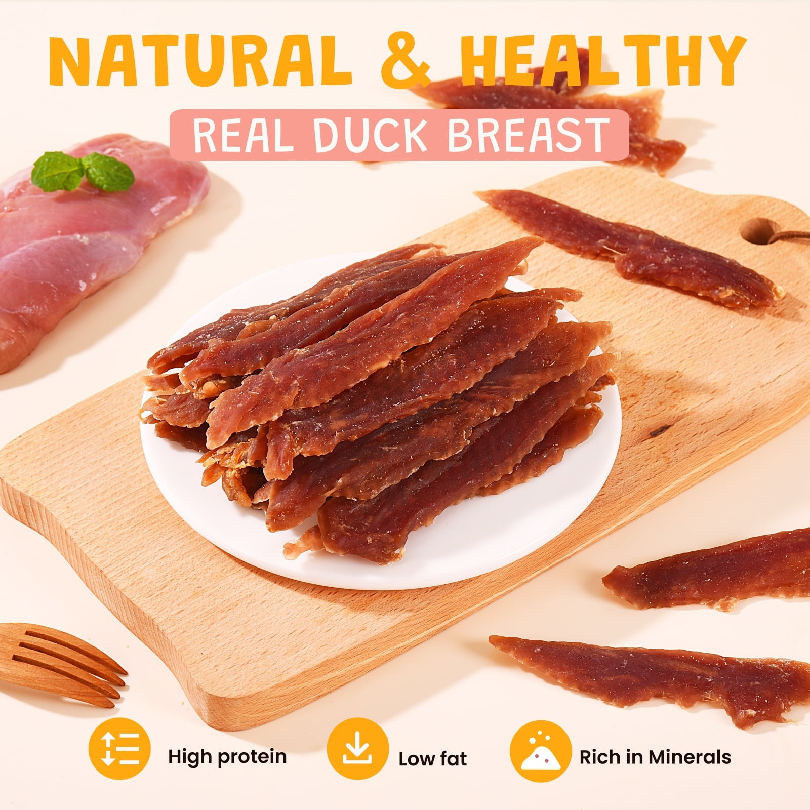 (2 pack) ASMPET Duck Jerky for Dogs, Natural Low Fat Snacks for Small Medium Large Dogs, 10.6oz