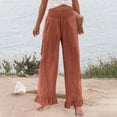 thumbnail image 5 of FYDUU Womens Casual Pants High Waisted Wide Leg Pants Summer Comfortable Everyday Long Trousers Lightweight Breathable Wear Loose Trousers, 5 of 7