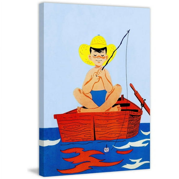 Marmont Hill "Fishing Boy" Painting Print on Wrapped Canvas