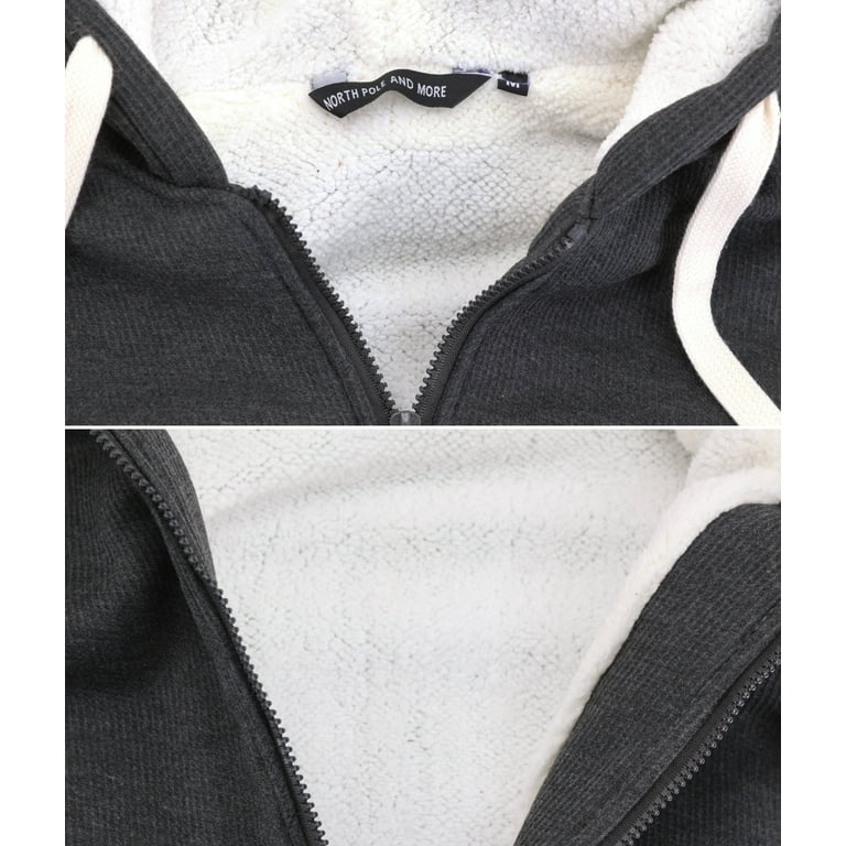 Men's Heavyweight Thermal Zip Up Hoodie Warm Sherpa Lined Sweater Jacket  (Charcoal, 2XL) - Walmart.com