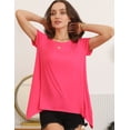 thumbnail image 2 of Doublju Womens Basic Split Open Back T-Shirt With Plus Size, 2 of 4