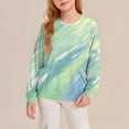 thumbnail image 2 of Ruyang Girls Rainbow Shirts Kids Tie Dye Long Sleeve Basic Layer T-Shirts Winter Crewneck Pullover Sweatshirts Pockets, 2 of 4