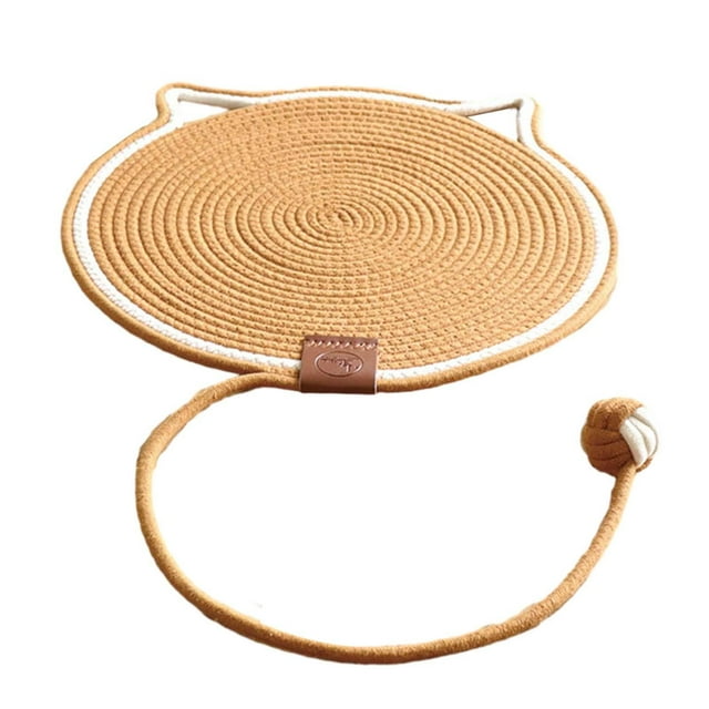 Estera para rascar gatos, almohadilla para rascar el piso, cama para dormir, estera para dormir para gatos con bola horizontal para piso, sofá, alfomb marrón
