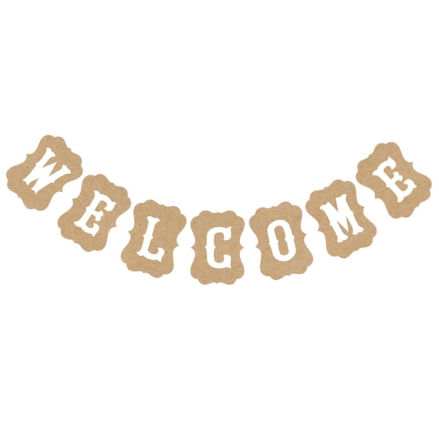 OULII 1 Set WELCOME Banner Decorations Kraft Paper Rectangular Cards For Birthday Party