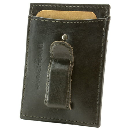 Hammer Anvil - Minimalist RFID SAFE Hammer Anvil Front Pocket Wallet Money Clip Genuine Leather ...