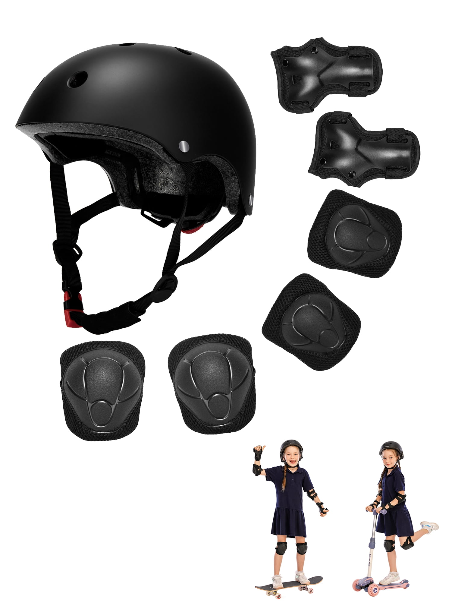 Kid Protective Gear Set, 7pcs Kids Helmet and Knee Pads, Sport