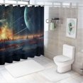 thumbnail image 7 of Fenyluxe Planets Stars Distant City Printed Shower Curtain - Easy Care Polyester Fiber Bathroom Shower Curtain Set with Hooks 69x72, 7 of 7
