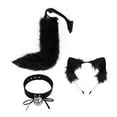 thumbnail image 4 of Orejas y cola de animales Yuyangstore Aro de pelo con orejas de felpa para mujeres y niñas Negro, 4 of 8