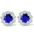 thumbnail image 1 of 2 1/2ct Clous Bleus Saphir & Diamant Or Blanc 14K, 1 of 2