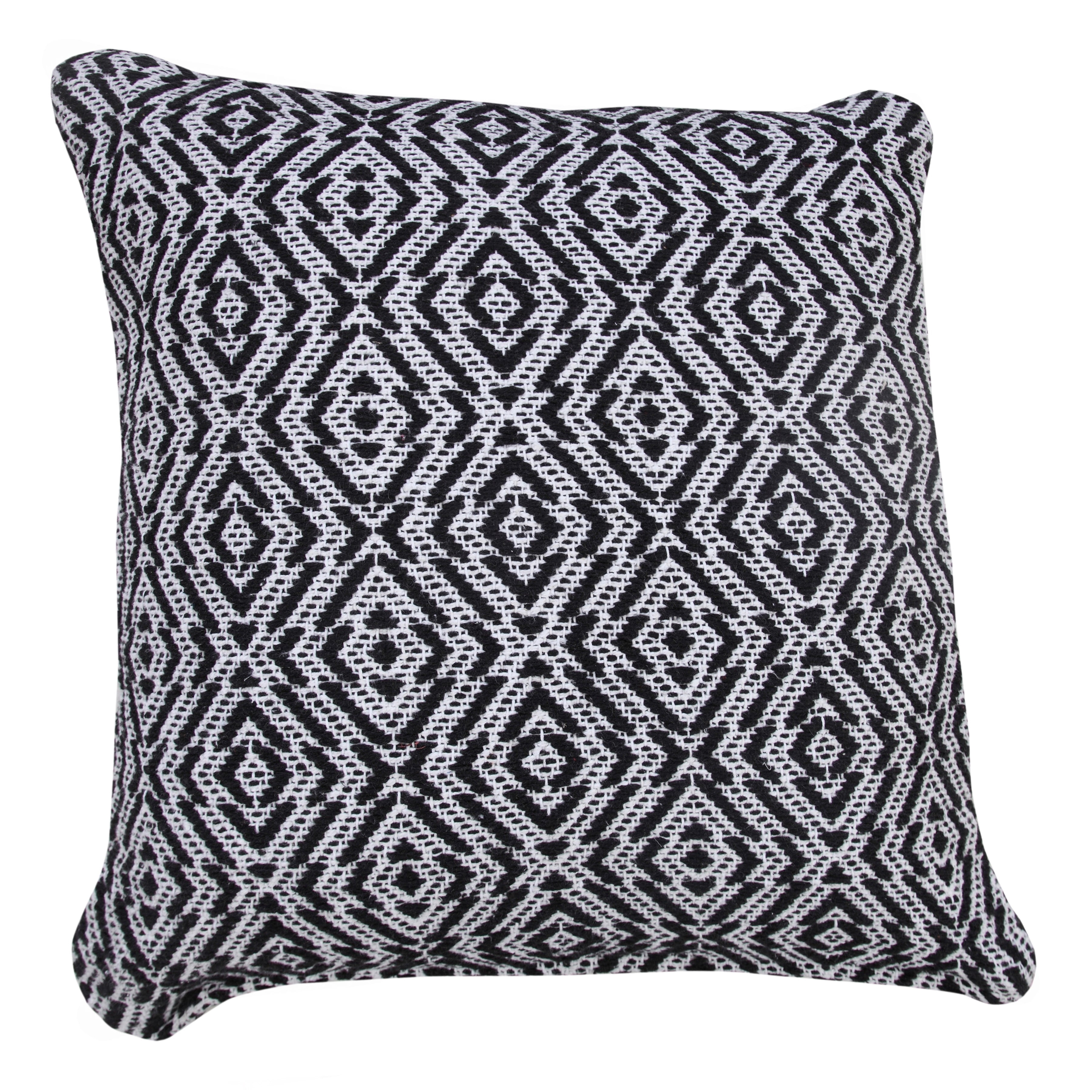 Harlow Hill Hampton 20" x 20" Geometric Cotton Adult Decorative Feather Filled Pillow, Black/White