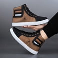 thumbnail image 3 of Men's High-Top Sneakers - Classic Black & Slip-Resistant Rubber Sole, Cushioned EVA Insole - Lace-Up Ankle Support Shoes for Formal, Casual, Casual Attire - Durable & White colorway, PU Upper & Easy, 3 of 5